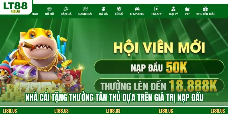 Nhà cái tặng thưởng tân thủ dựa trên giá trị nạp đầu